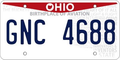 OH license plate GNC4688