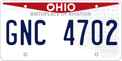OH license plate GNC4702