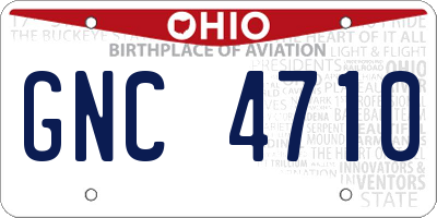 OH license plate GNC4710
