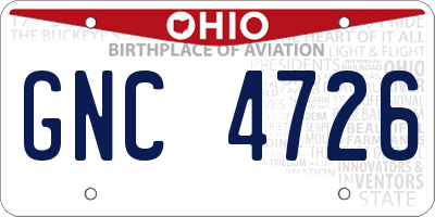 OH license plate GNC4726