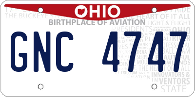 OH license plate GNC4747