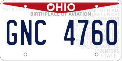 OH license plate GNC4760