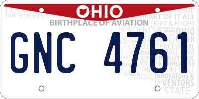 OH license plate GNC4761
