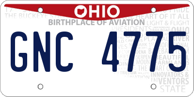 OH license plate GNC4775