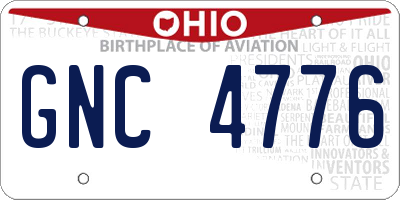 OH license plate GNC4776