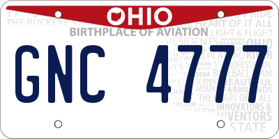 OH license plate GNC4777