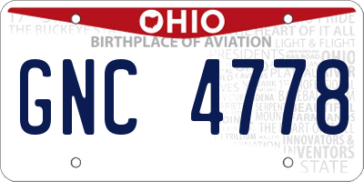 OH license plate GNC4778