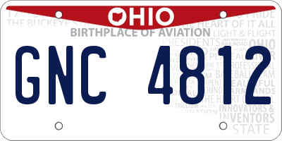 OH license plate GNC4812