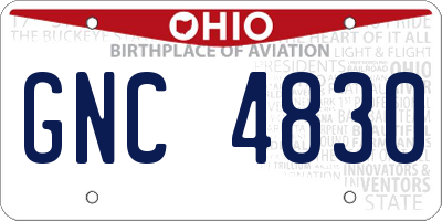 OH license plate GNC4830