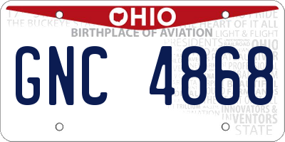 OH license plate GNC4868