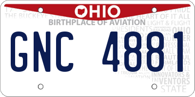 OH license plate GNC4881