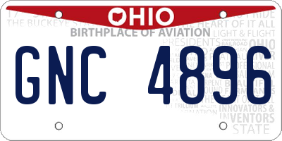 OH license plate GNC4896