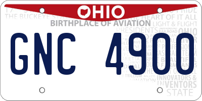 OH license plate GNC4900