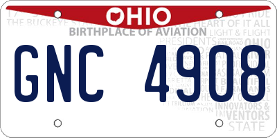 OH license plate GNC4908