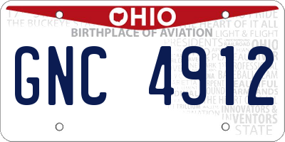 OH license plate GNC4912