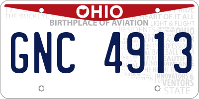 OH license plate GNC4913