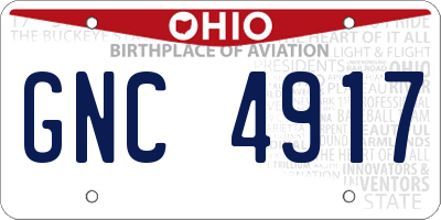 OH license plate GNC4917