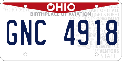 OH license plate GNC4918