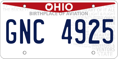 OH license plate GNC4925