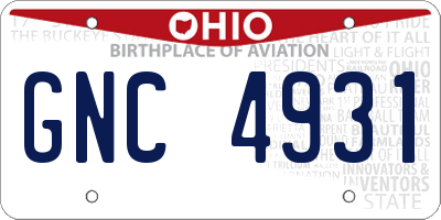 OH license plate GNC4931
