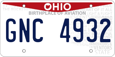 OH license plate GNC4932