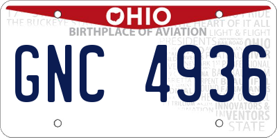 OH license plate GNC4936
