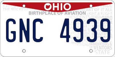 OH license plate GNC4939