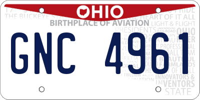 OH license plate GNC4961