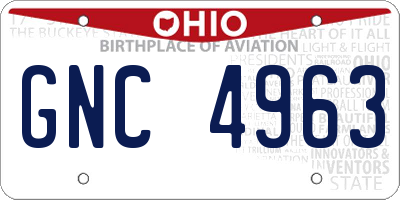 OH license plate GNC4963