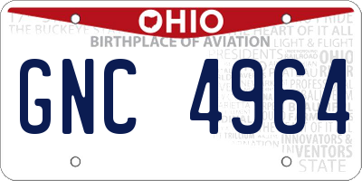 OH license plate GNC4964