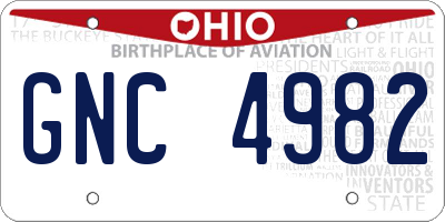 OH license plate GNC4982