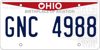 OH license plate GNC4988