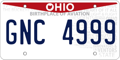 OH license plate GNC4999