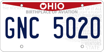 OH license plate GNC5020