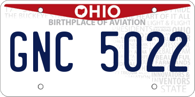 OH license plate GNC5022