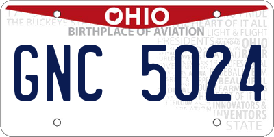 OH license plate GNC5024
