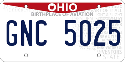 OH license plate GNC5025
