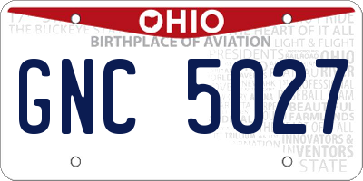 OH license plate GNC5027