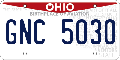 OH license plate GNC5030
