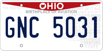 OH license plate GNC5031