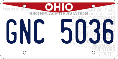 OH license plate GNC5036