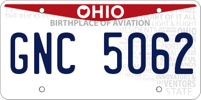 OH license plate GNC5062