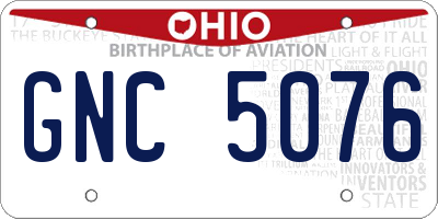 OH license plate GNC5076
