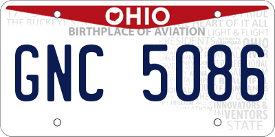 OH license plate GNC5086