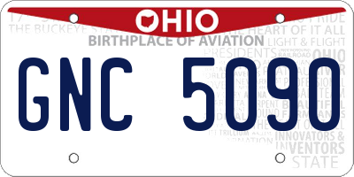 OH license plate GNC5090