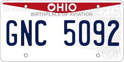 OH license plate GNC5092