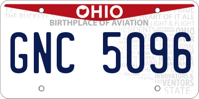 OH license plate GNC5096