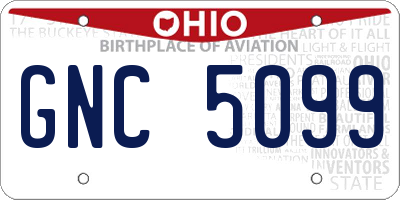 OH license plate GNC5099