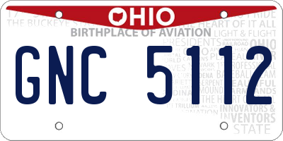 OH license plate GNC5112