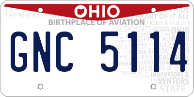 OH license plate GNC5114